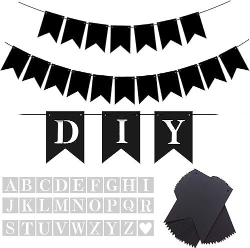 Kit de pancarta negra personalizada, divertido personalizar tu fiesta, pancarta de texto/frase personalizada, juego de banderines de papel incluye