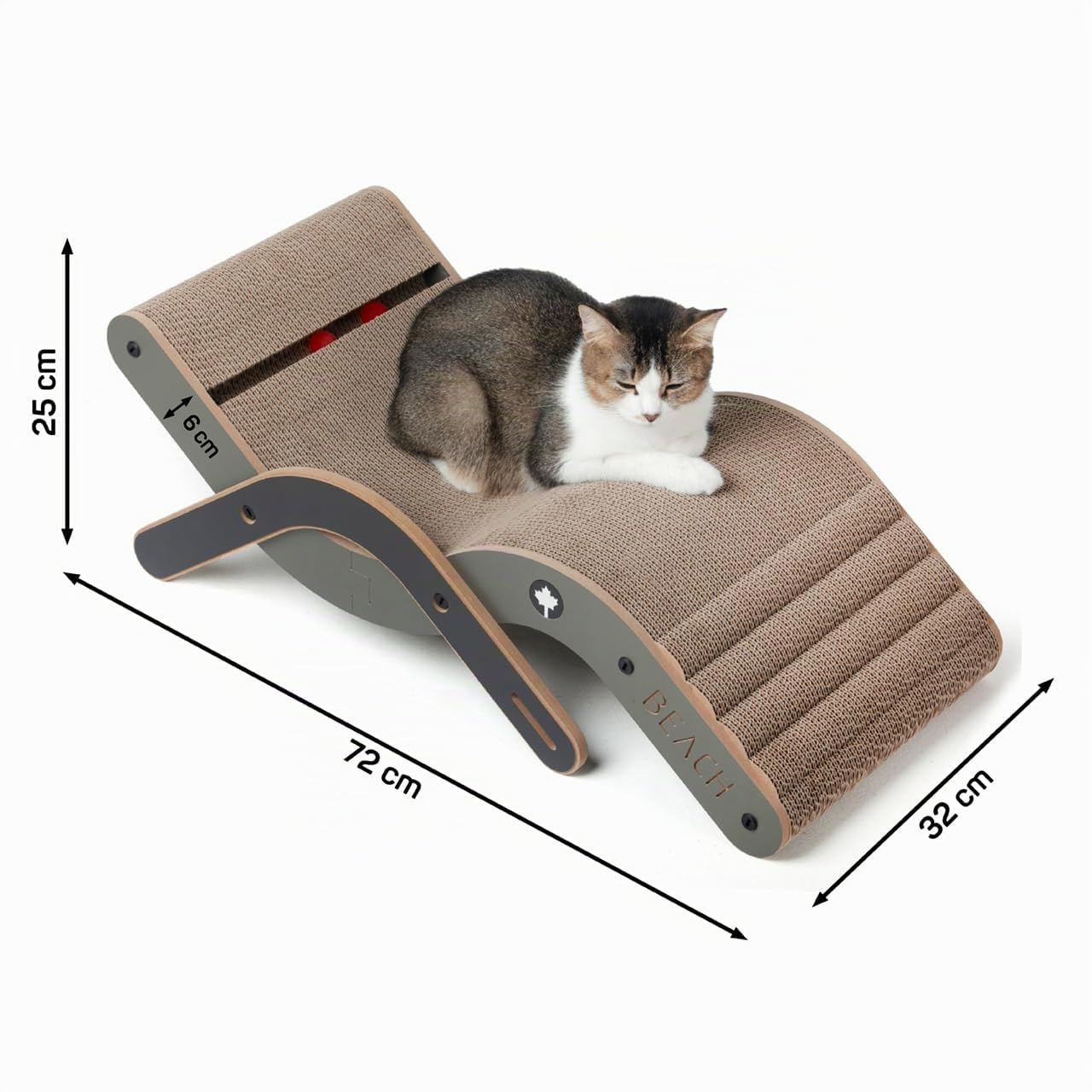 CanadianCat Company | Design-Kratzmöbel Beach Chair | Kratzbrett Katzenliege, Sonnenliege, Hängematte für Katzen | 70 x 35 x 25 cm