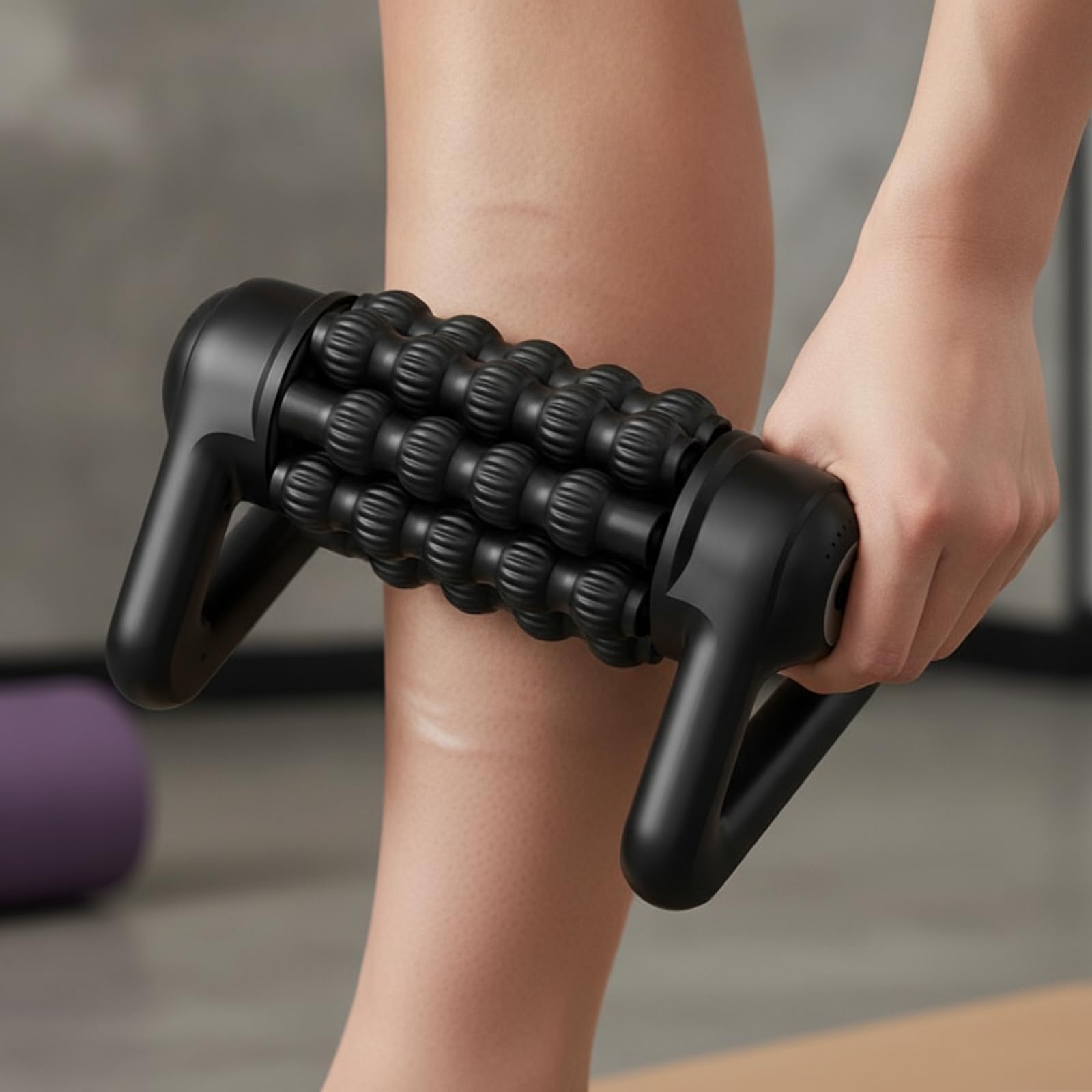 Amagogo Elektrischer Massage Roller Muskelroller Massageroller Faszienroller Massagegerät mit Automatikrotation Und Handgriffen aus PP Metall für Sportler Läufer Heimfitness Erholung, Silber