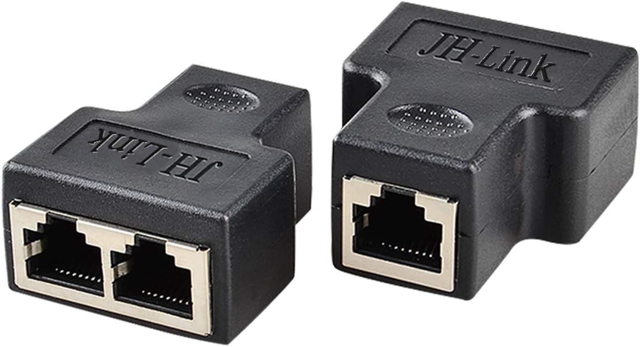 RJ45 Splitter, RJ45 Adapter 1 to 2 Ethernet Splitter Connector With Shield [Anti-signal Interference] Support Cat5 Cat5e Cat6 Cat6e Cat7 Network Cable (Black)，Wowa Tech RJ45 Splitter Connectors Adapter