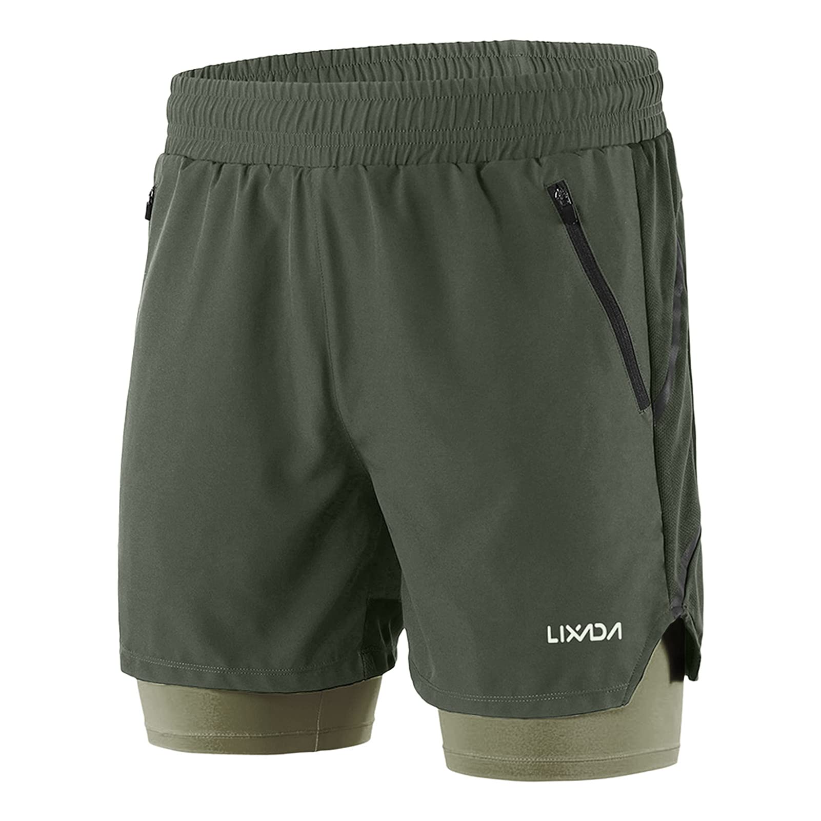 Lixada Shorts de Course à Pied Homme, 2 en 1 à séchage Rapide Respirant Exercice entraînement Actif Short de Jogging Marathon Sport avec Poches sans Poches 10 Couleurs S-XXL
