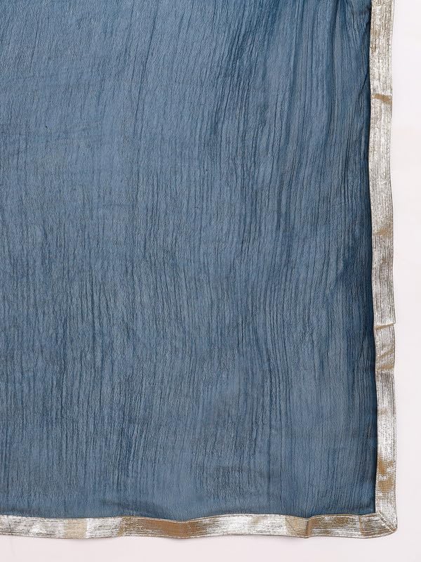 Image of Vaamsi Women's Silk Blend Yoke Design Printed Straight Kurta Pant With Dupatta