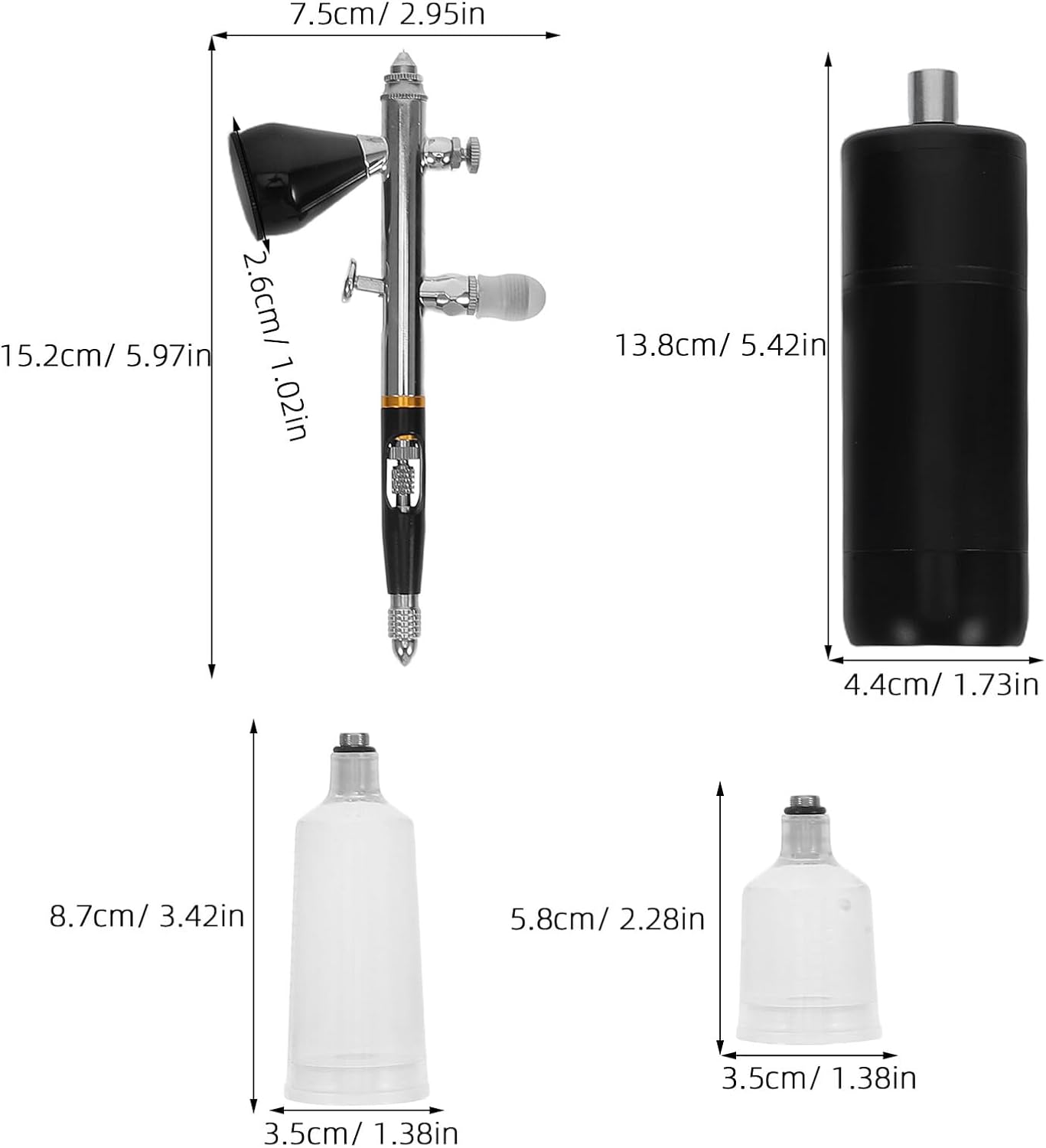Mikikit Airbrush Kit with Compressor 32psi Handheld USB Rechargeable Air Brush Paint Set with 0.3mm Nozzle for Nail Art Cake Decorating Makeup and Furniture Repair