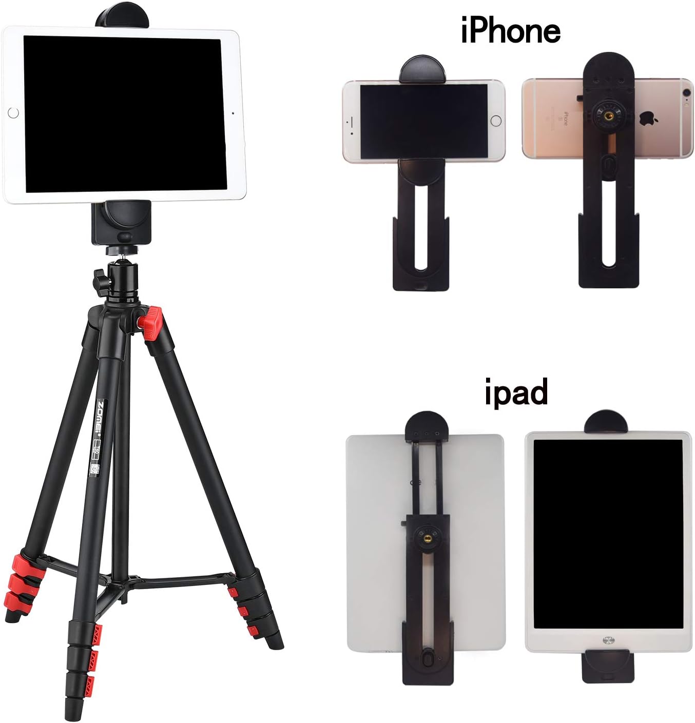 Suреr Chеар 🛒 Tripod for iPad 53-Inch Lightweight Aluminum Travel Selfie Tripod with Tablet and Phone Holder for iPhone Mobile Tablet Tripod-Black