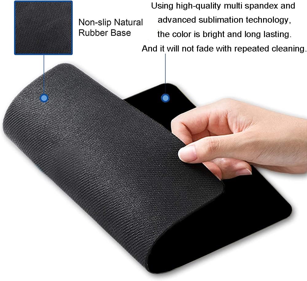 Hokafenle Mouse Pad, Sloth Mouse Pad, Black Mouse Pad with Animal, Cute Mouse Pads for Desk, Office Non-Slip Rubber Base Square Wireless Mousepad for Laptop