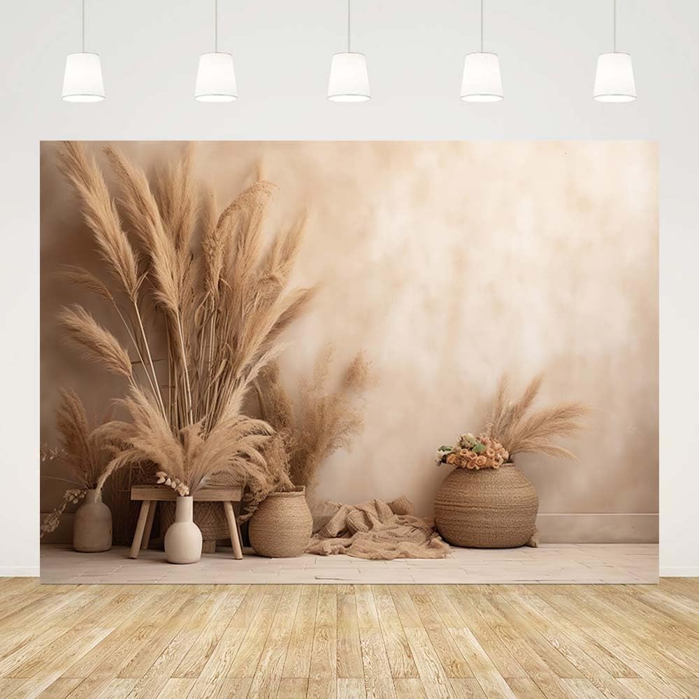 MEHOFOND 2,4 x 1,8 m Boho Fotografia Sfondo Pampa Erba Fiori