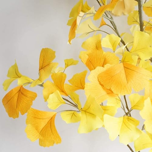 Miniatura 4 de Ryakos Árbol artificial para interiores, árbol artificial de simulación de árbol de ginkgo, estilo nórdico, decoración de suelo de sala de estar