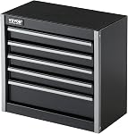 VEVOR Metal Tool Box, 8.6-inch, Portable Metal Tool Box with 5 Drawers, Small Tool Chest with EVA Liners and PP Feet Pads, Heavy-Duty Steel With Ball Bearing Opening and Powder Coated Finish, Black