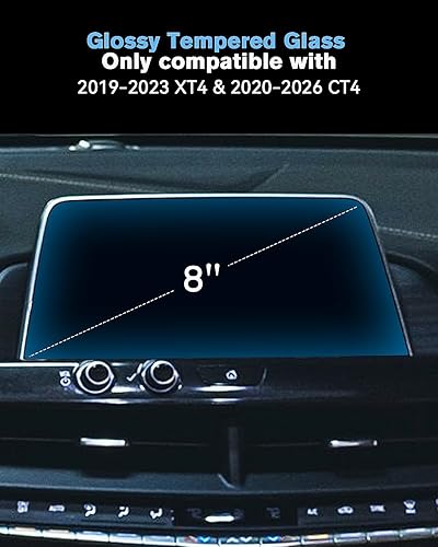 Vista 2 de Para vidrio templado brillante 2019 2020 2021 2022 2023 Cadillac XT4 y 2020 2021 2022 2023 2024 2025 2026 CT4 protector de pantalla táctil de 8