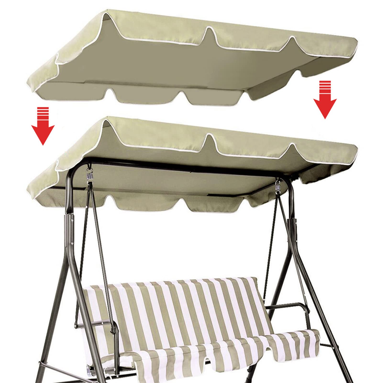 Gartenschaukel-Sitzbezug, Ersatzüberdachung for 2–3-Sitzer(Navy,190x132x15cm)