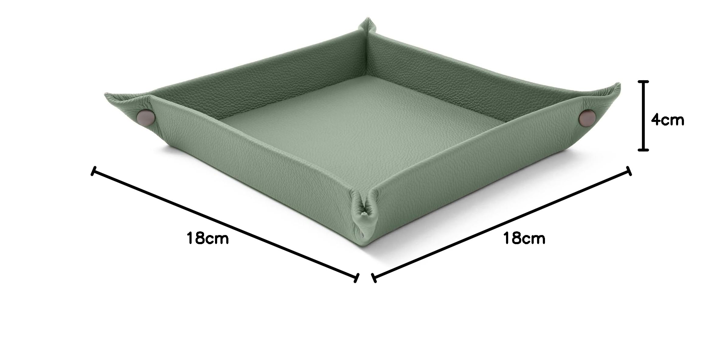 Eglooh - Iris - Svuotatasche Design Moderno in Vera Pelle Verde Salvia - Organizer da Scrivania, Vassoio Portaoggetti per Chiavi, Monete, Gioielli - cm 18 x 18 - Made in Italy