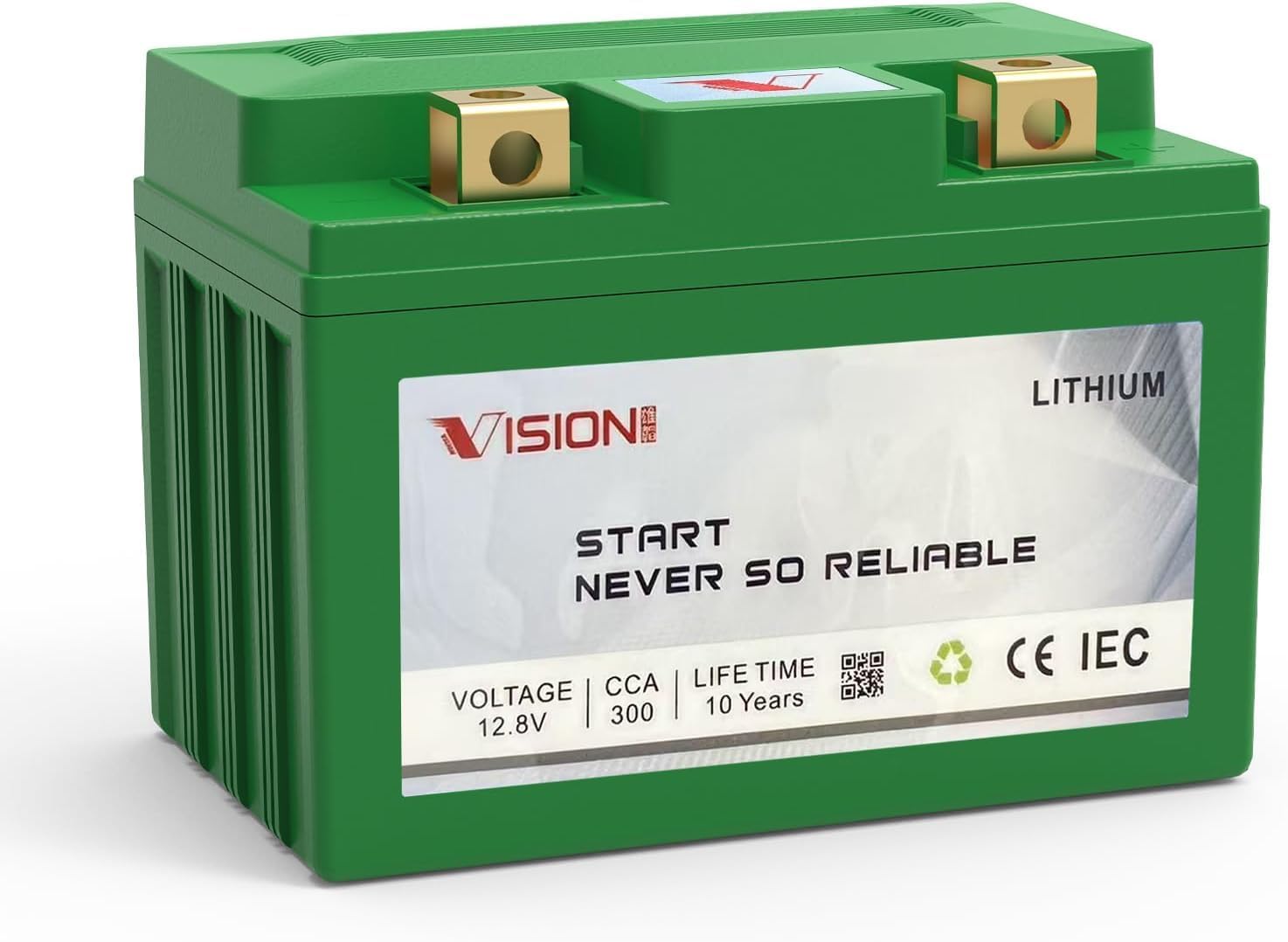 VISION Lithium Motorcycle Battery YTX4L-BS / YTX5L-BS, 300CCA 12V 4.5AH, Maintenance-Free Powersports Battery Compatible with Motorcycle ATV Jet Ski (Terminal [- +])