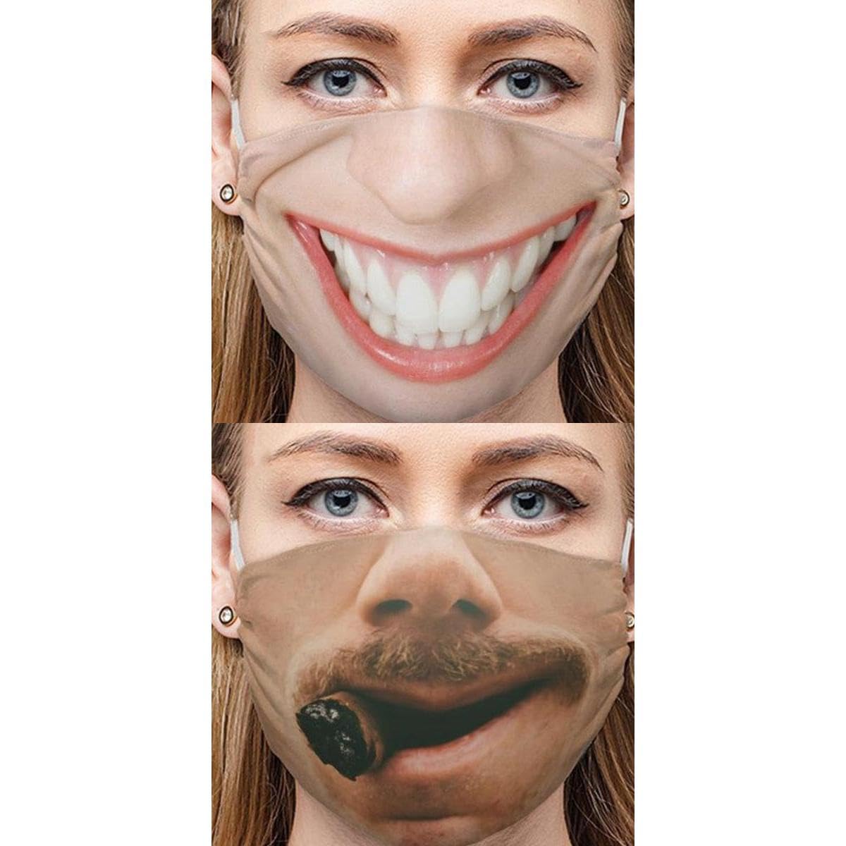 nivaa 2x Protective Mask Funny Face Mouth Cosplay Party Half Mask Outdoor-picture-8