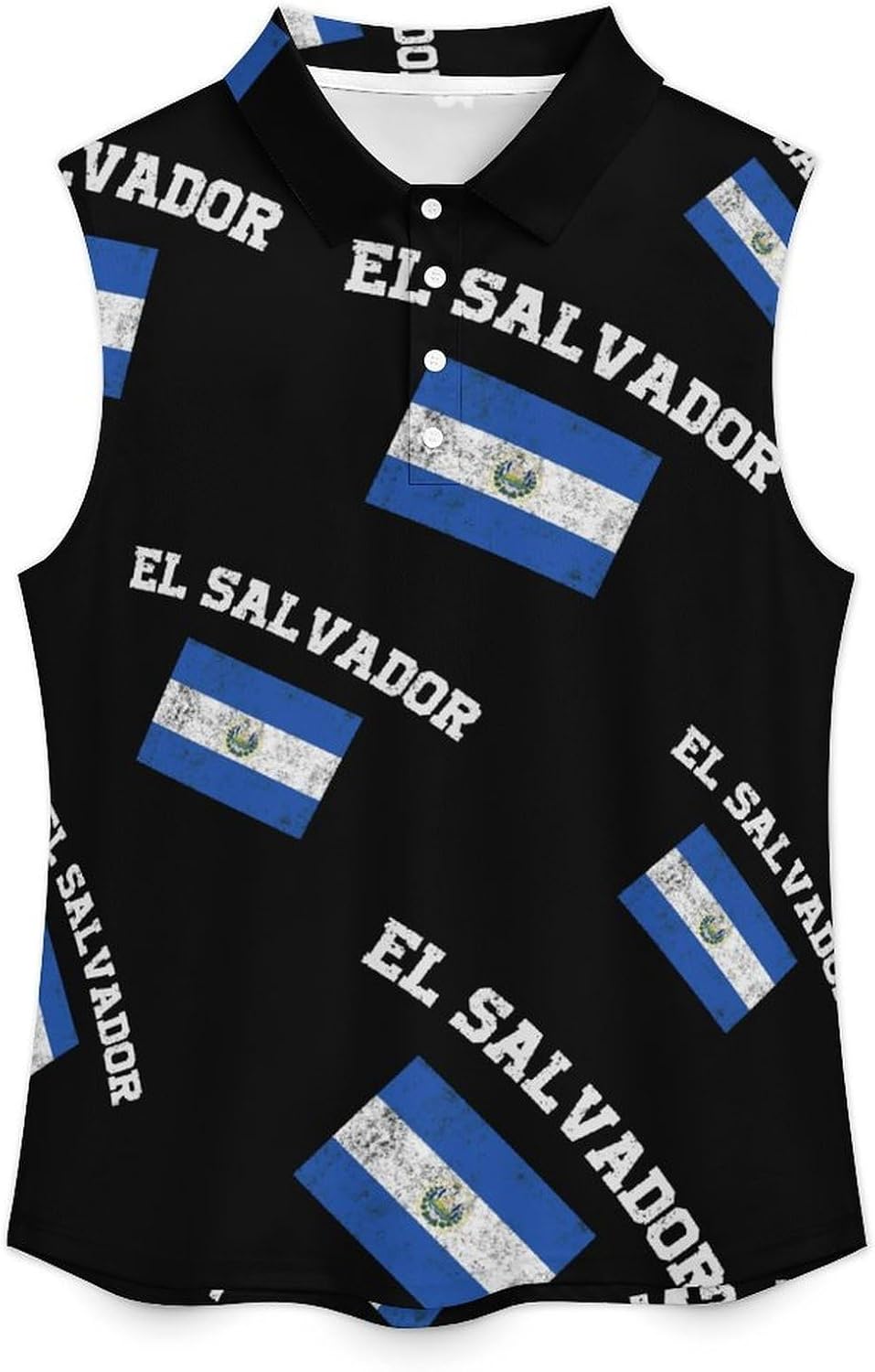 El Salvador Flag Womens Golf Shirts Sleeveless Polo Shirts Collared Tank Tops
