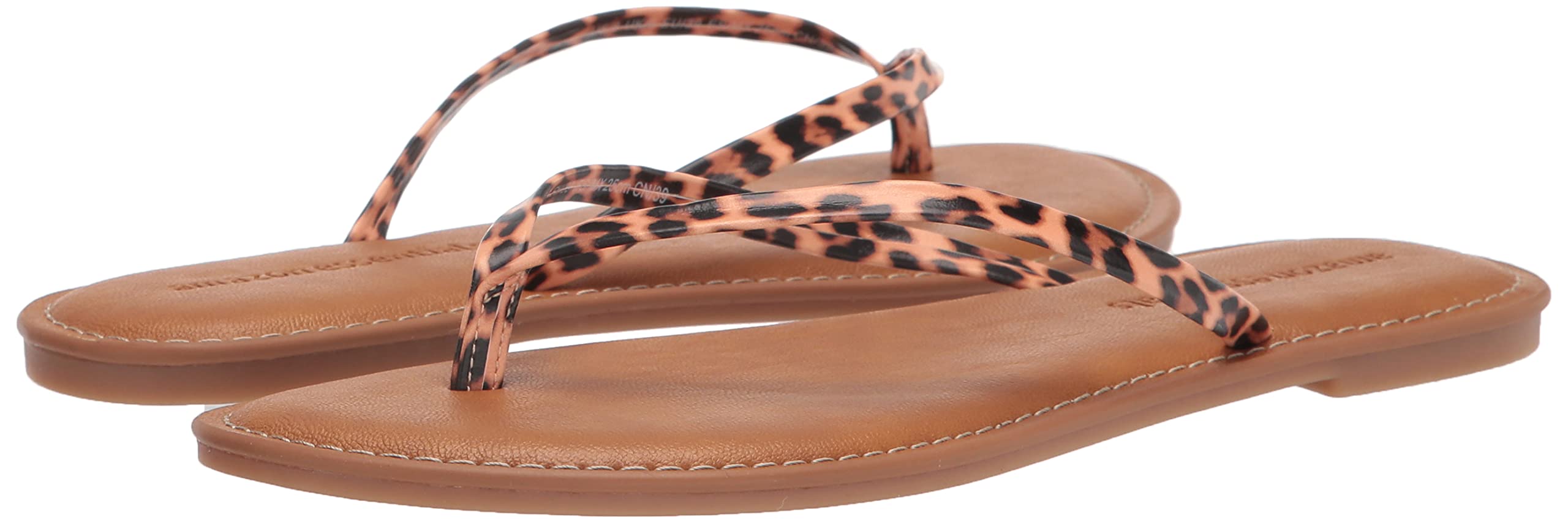 Amazon Essentials Women's Thong Sandal: 7.5 Light Brown Leopard