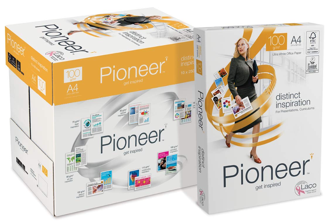 Pioneer office paper - Kopierpapier weiss, 100g/m², A4, FSC mix 70% - Karton á 10 Pakete zu 250 Blatt
