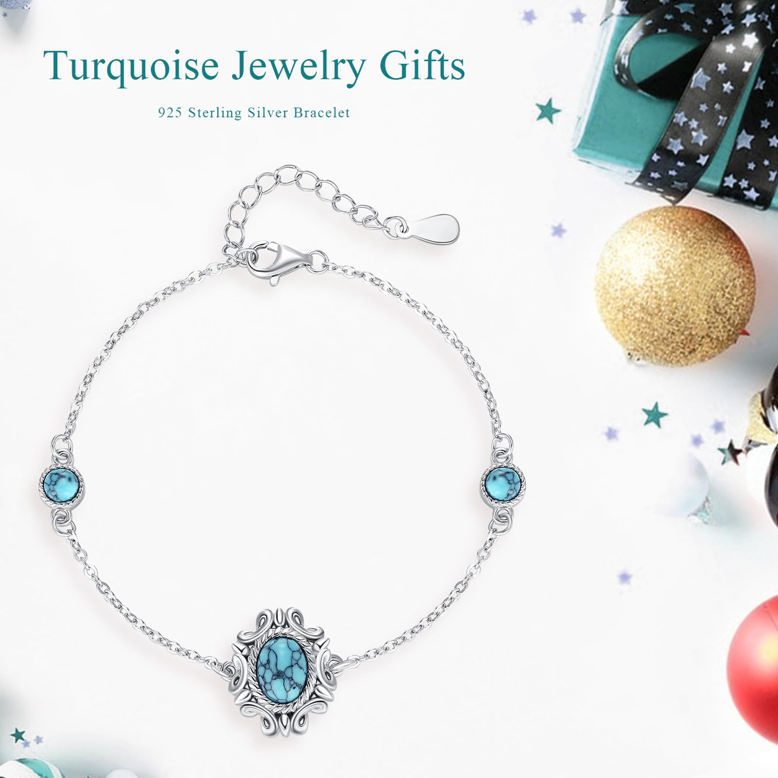 Türkis Armband 925 Sterling Silber Türkise Schmuck Weihnachten Halloween Ostern Muttertag Valentinstag Geburtstag Schmuck Geschenke für Mutter Ehefrau Tochter Freund Frineund