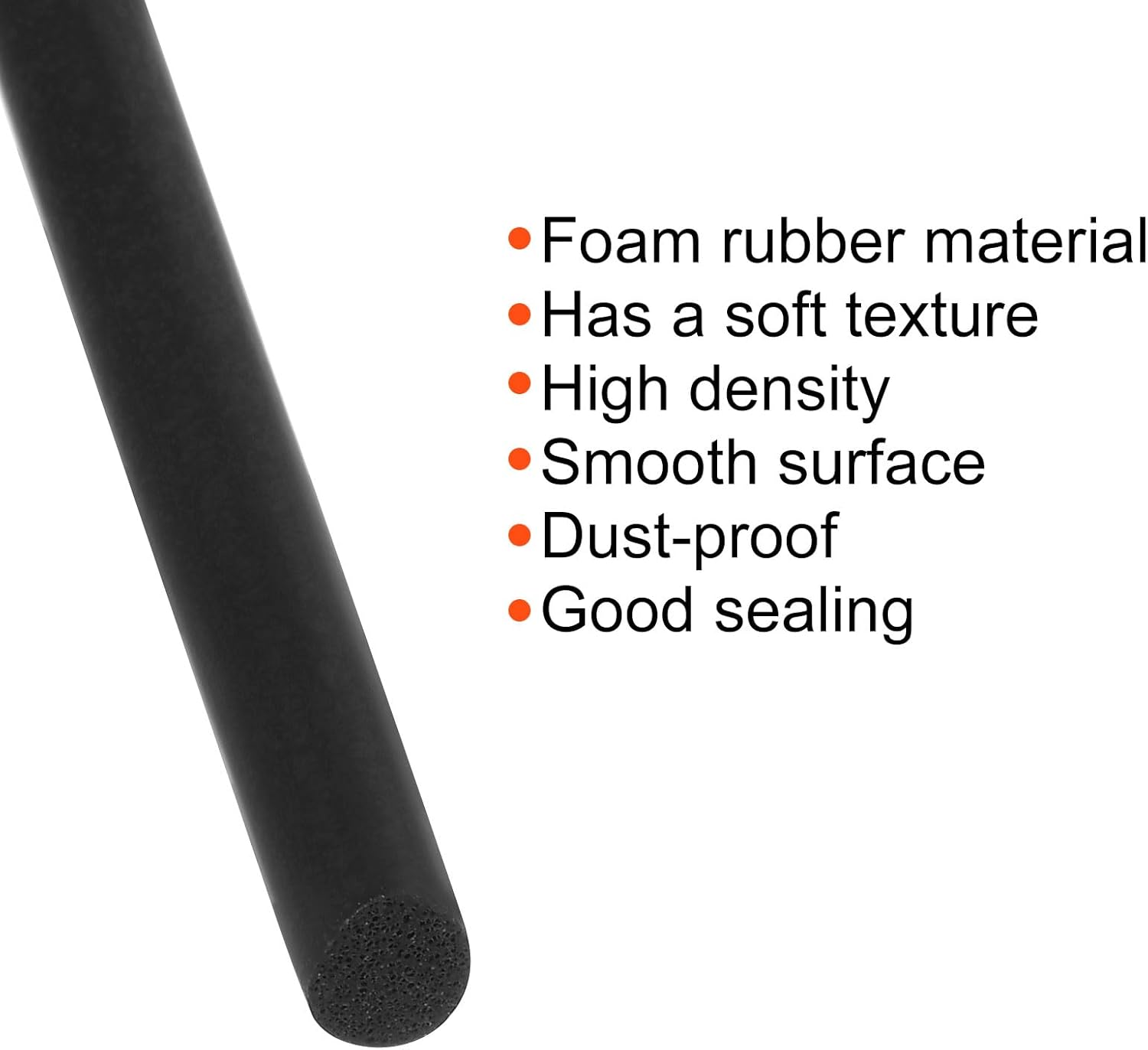 uxcell Silicone Foam Seal Strip, 1.5mm(0.06") Dia 8.5 Meters(27.89 Ft) Long Sponge Rubber Weather Seal Strip Round Rubber Cord Solid for DIY Warehouse, Pads, Foam Tubing, Crafts - Black