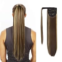 Vista 14 de SEIKEA Extensión de cola de caballo con clip alrededor de la cola de caballo larga y recta, extensión de pelo sintético para mujer, 26 pulgadas
