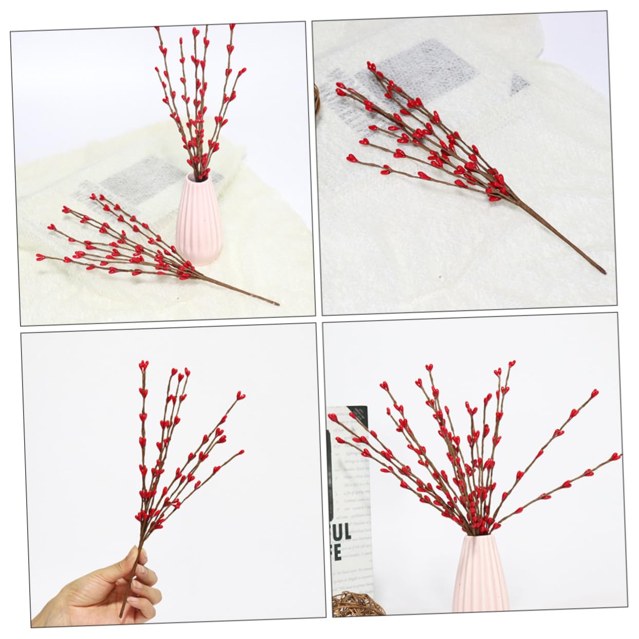 TOPBATHY 15 Pièces Branche De Baies Artificielles Décorations Rouges Décor De Noël Ornements De Noël Fausses Tiges De Baies s De Houx De Fausses s Arbre De Pics De s