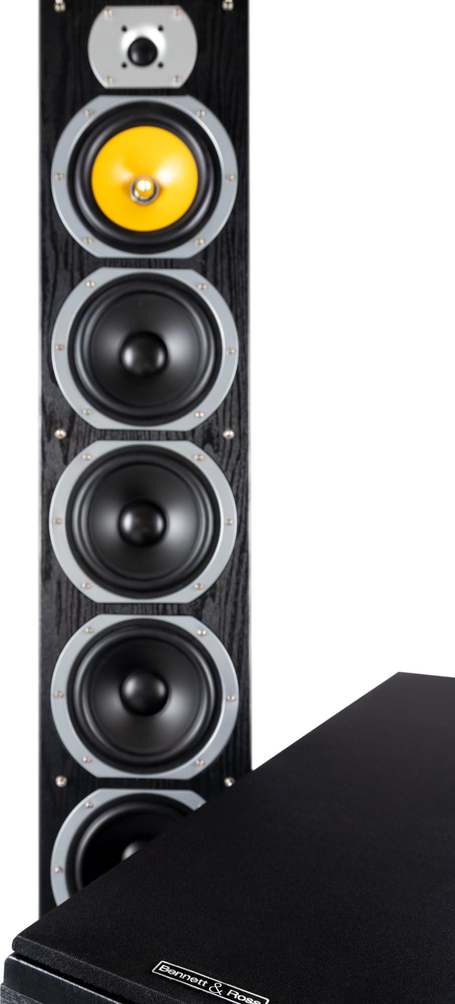 Bennett & Ross Exosphere 3-drożne głośniki podłogowe HiFi para (200 W RMS, 6,5" subwoofer, 6,5" głośnik basowy, 3x 6,5" średniotonowy, głośnik wysokotonowy 1", konstrukcja bass reflex, wygląd słojów