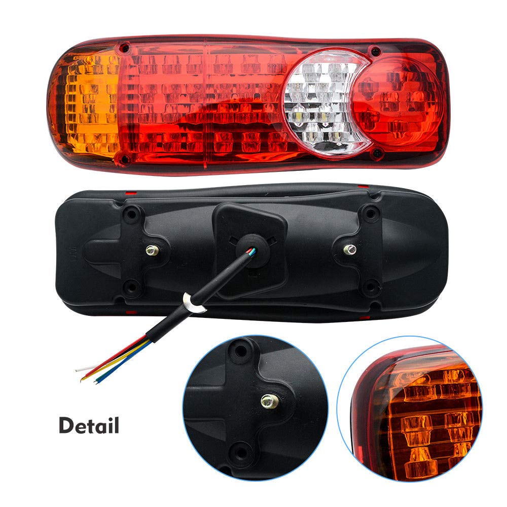 Riloer 2 x tylne światło LED, 12 V, 46 LED, tylne światło tylne do ciężarówki, przyczepy, łodzi, przyczepy kempingowej