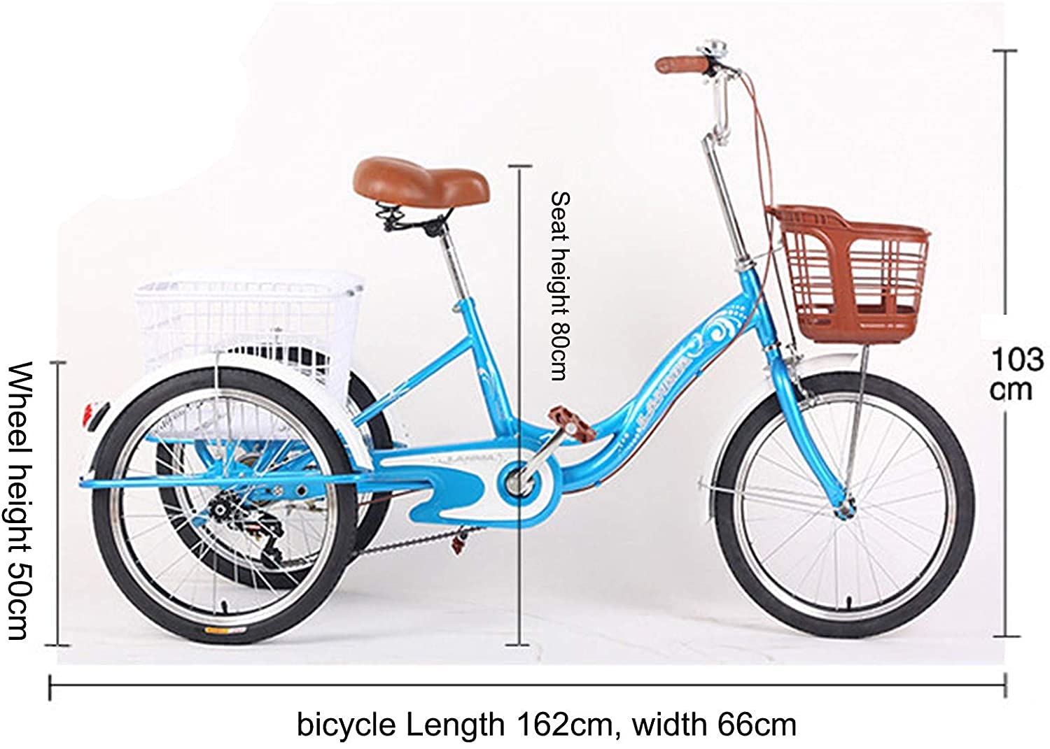 GRDDBZA Adult Tricycle - 3 Wheel Bikes for Adults Shopping Tricycle for Adult 1 Speed 20inch 3-Wheel Trike with Basket Three Wheeled Bike for Shopping Or Bag Recumbent Bicycle