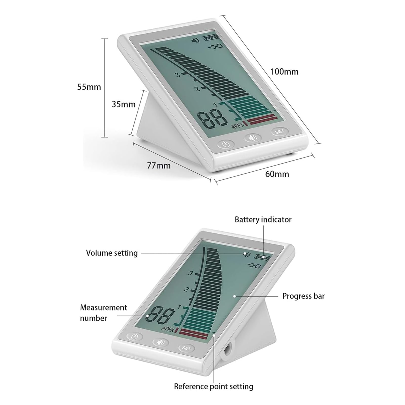 Locator de l'apex Dentaire, Instrument de Mesure de la Longueur du Canal racinaire avec Fonction d'alarme, 3,7 "LCD Root Canal Finder for Hospital Clinic Dental Laboratories