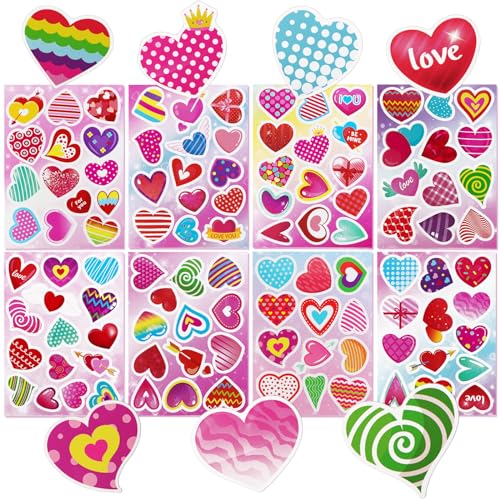214pcs 8hojas Pegatinas Corazón Stickers San Valentín de corazón ...