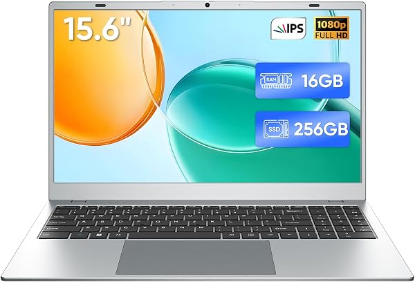 2026 Lightweight15.6” Laptop 16GB RAM 256GB SSD for Work School Home,Silver