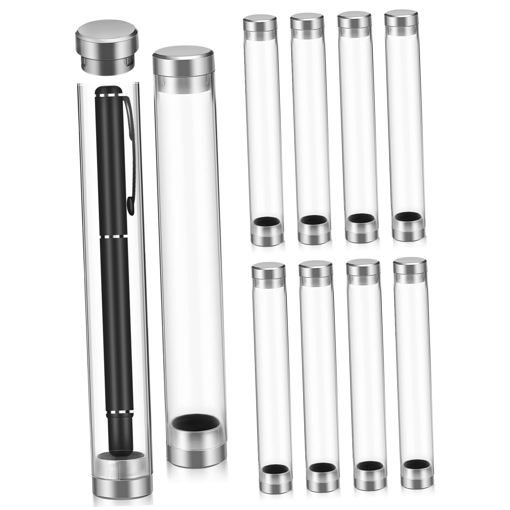VILLCASE 30 Pezzi Custodie Trasparenti in Acrilico per Penne Penne Cilindrico Singolo Contenitori Resistenti Ufficio e Scuola Protezione Compact per Stilografiche e