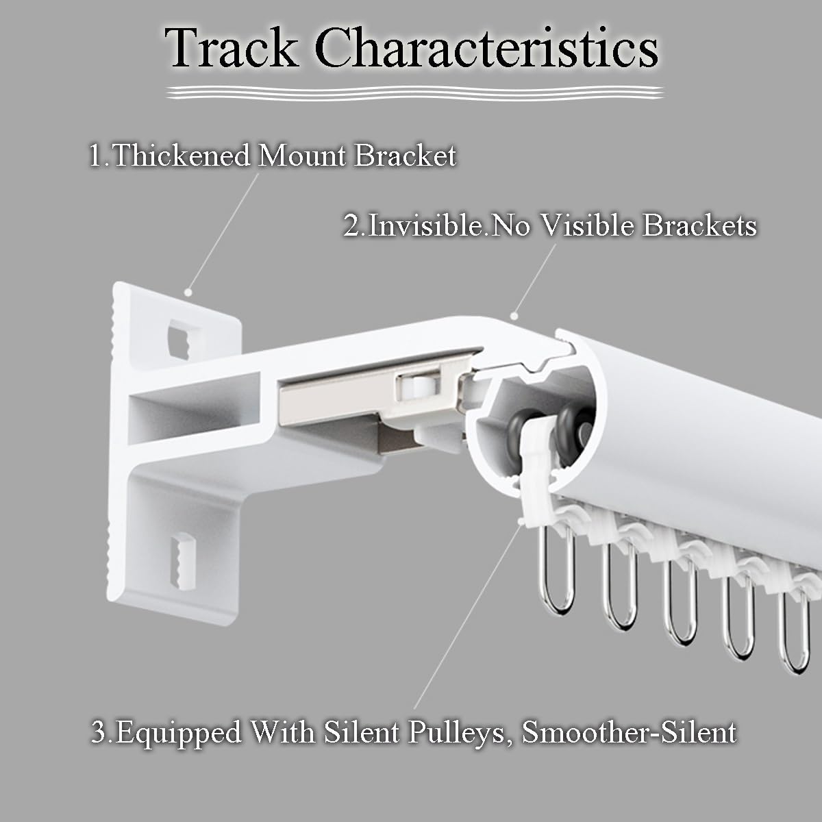 70-600cm Double Curtain Rod Decorative Drapery Rod with Round Cap Finial, Heavy Duty Aluminum Curtains Pole, Wall Mount Rail for Windows(White B,270cm/8.8ft(2 * 135cm))
