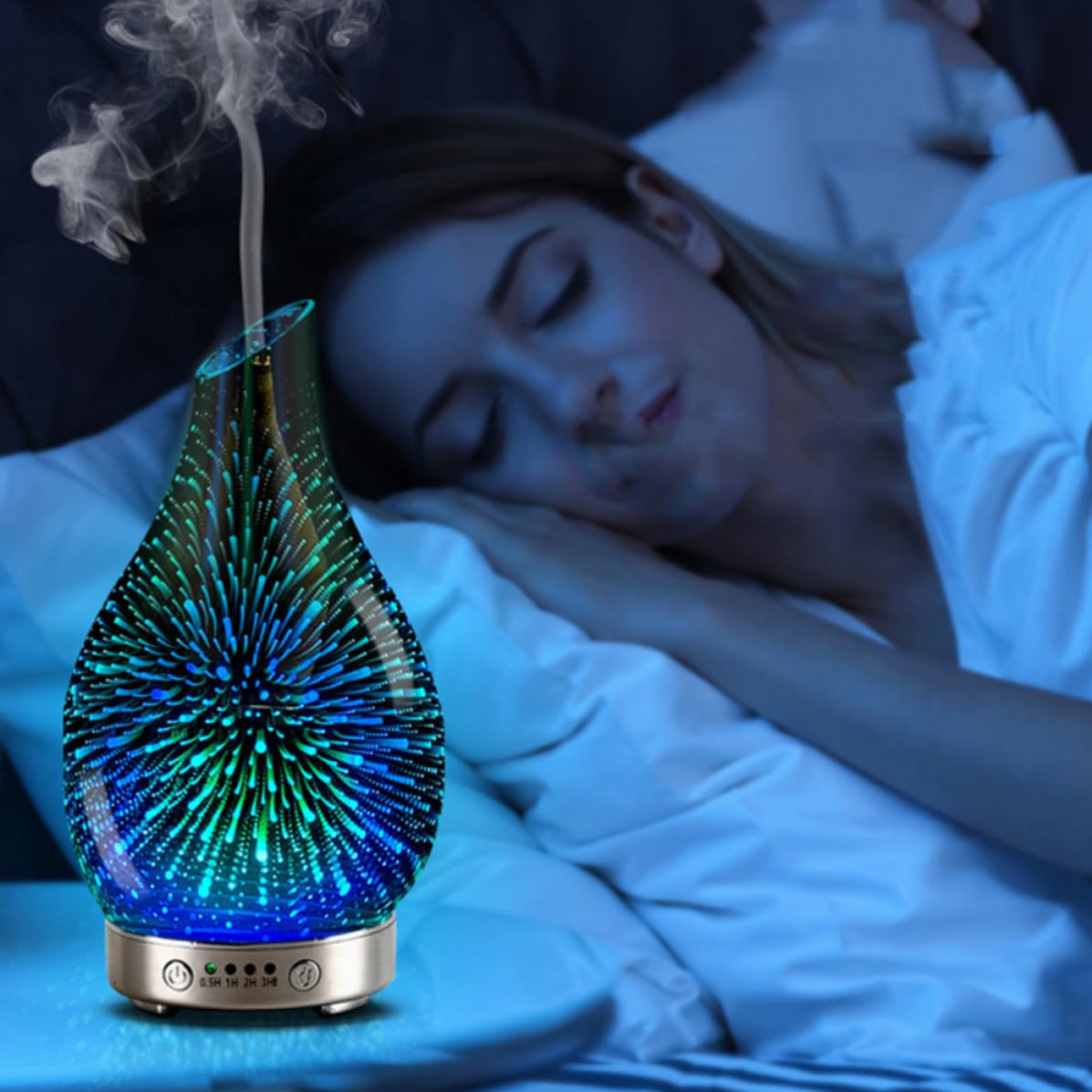 PRETYZOOM Humidificador de Aromaterapia 3D de Vidrio Tecnología Avanzada de Reducción de Ruido, Capacidad Menor a 1 L, Adecuado para Salas de Reuniones y Centros de Recepción