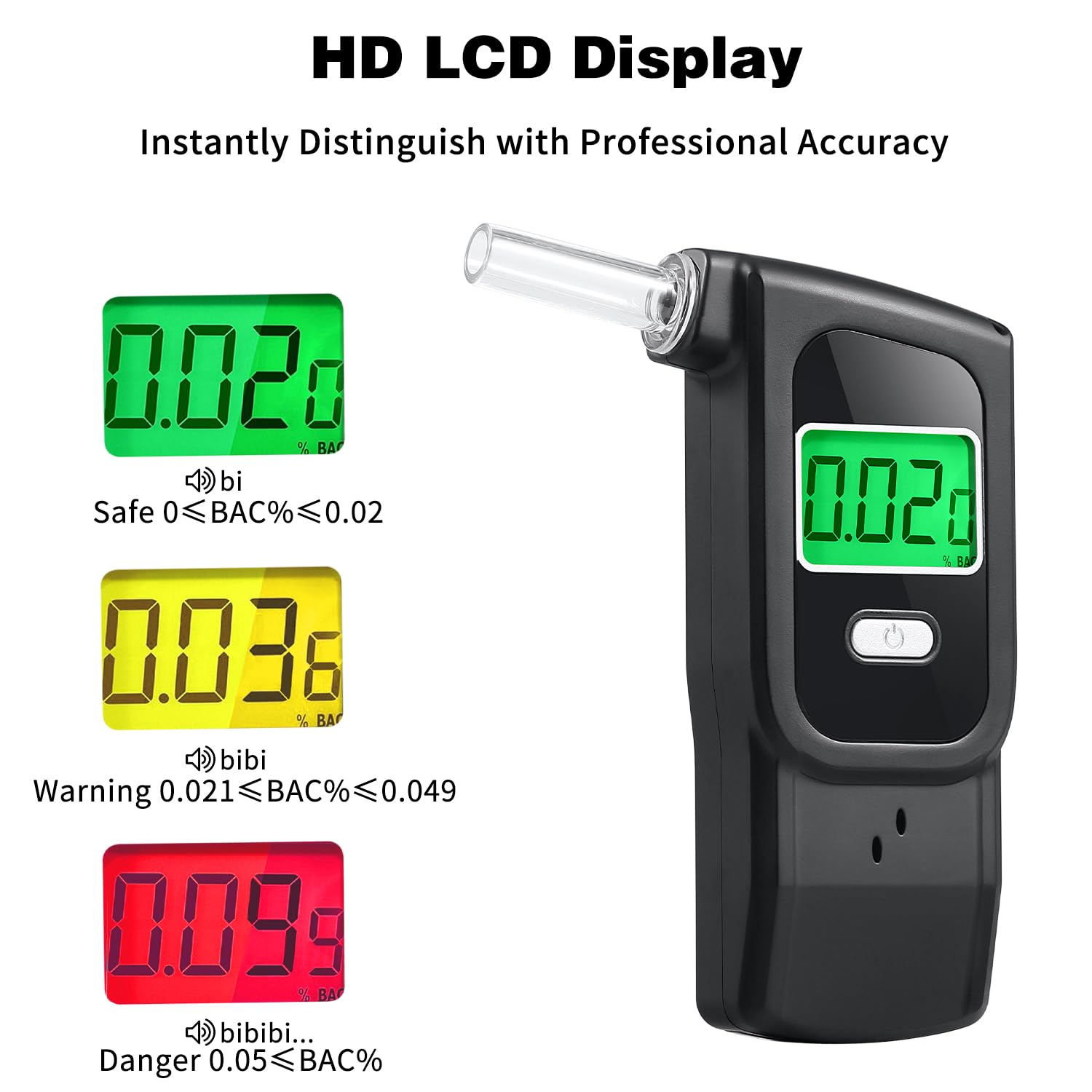 Etilometro Portatile Certificato, Alcol Test Portatile con 10 Boccagli, Precisione di Grado Professionale, Etilometro Accurato con Schermo LCD Digitale, Adatto per Uso Personale Domestico (etilometro)