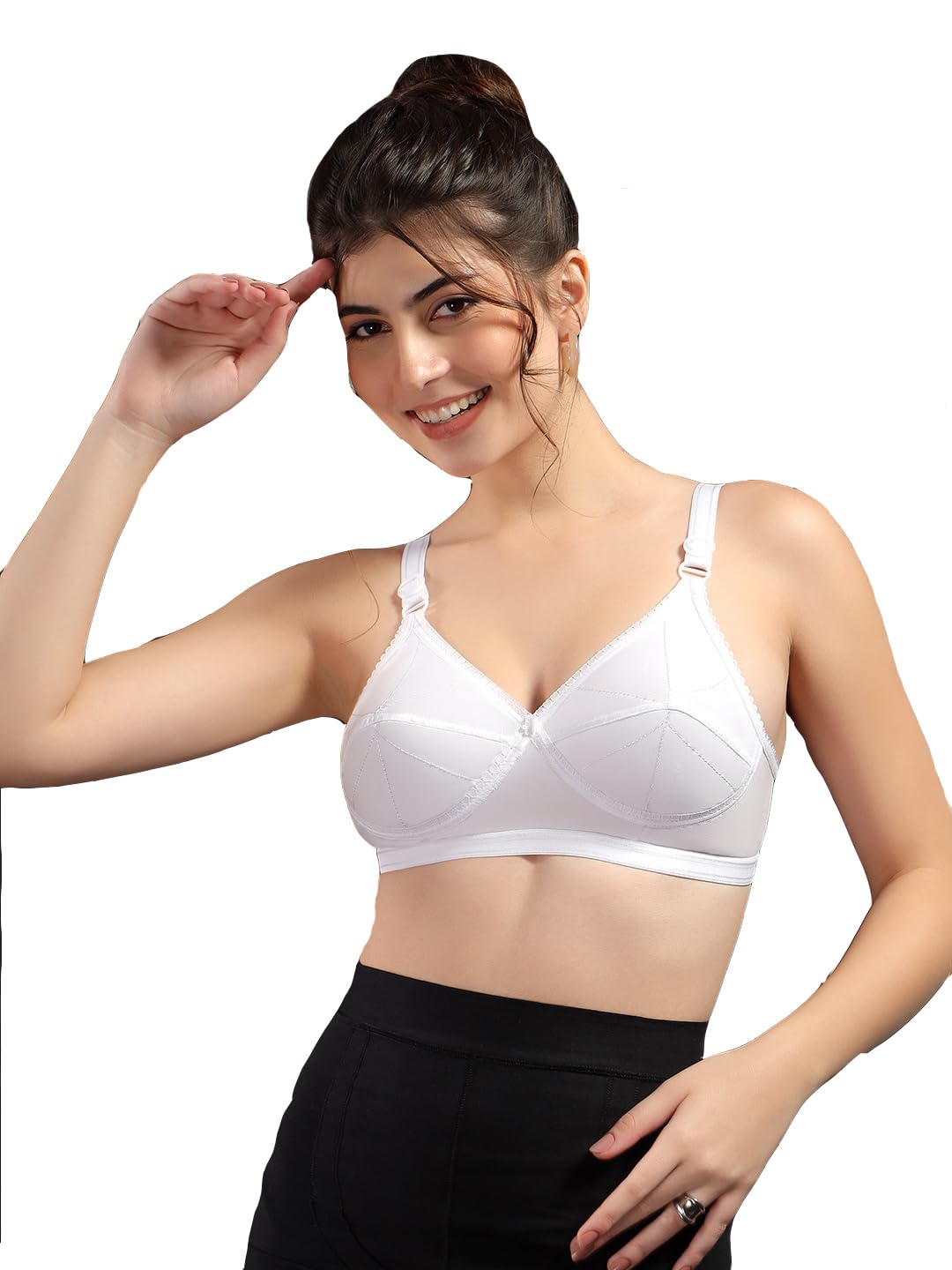 paavki Women's Super Combed Pure Cotton Non-Padded Non-Wired Full Coverage Comfortable Daily Use Everydayy Bra - White-picture-22