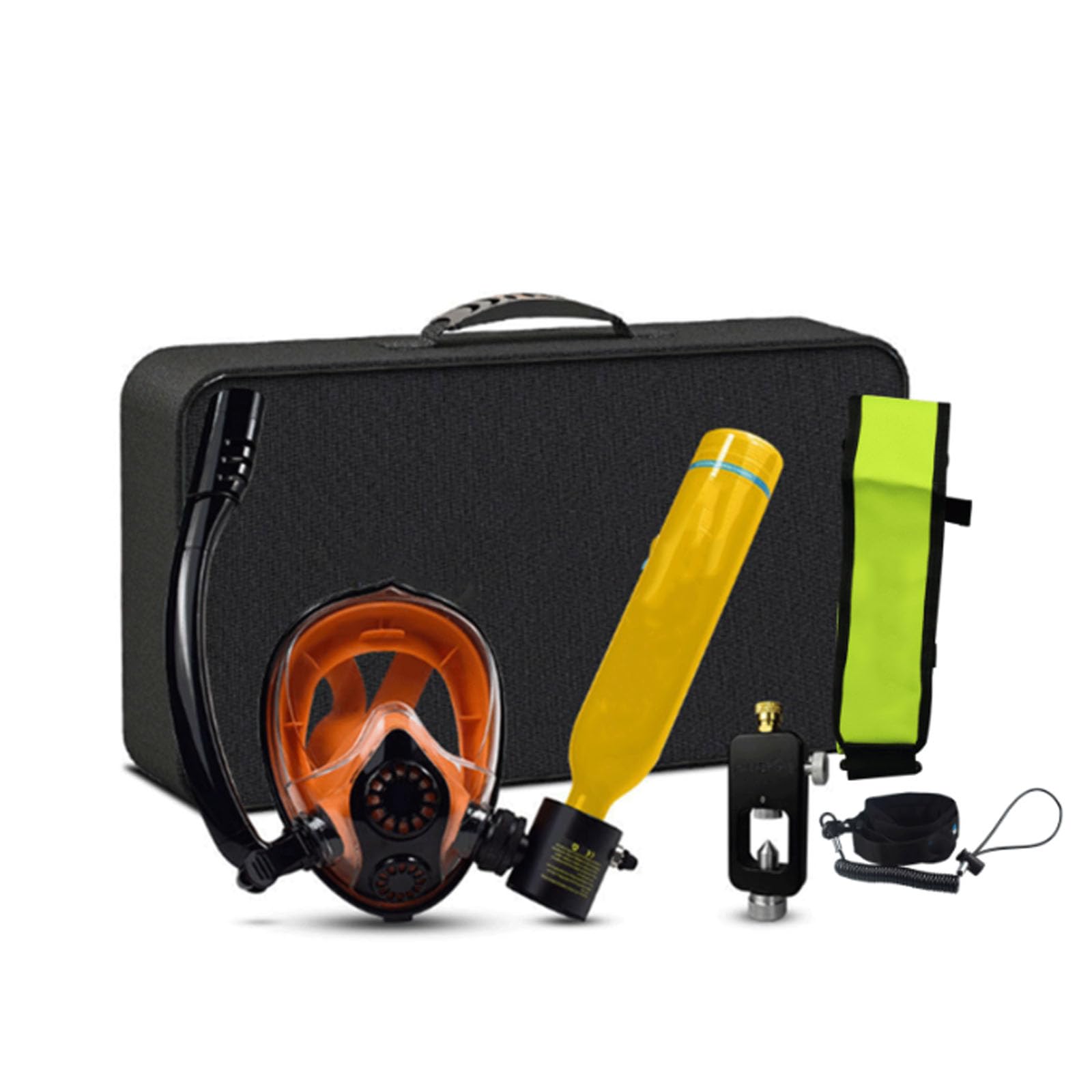 FfiMe Diving Mask Full Face Snorkel Mask Waterproof mask with full face visibility Simple Breathing Diving Equipment snorkel mask with air tank mini scuba tank lung tank sub mask yellow