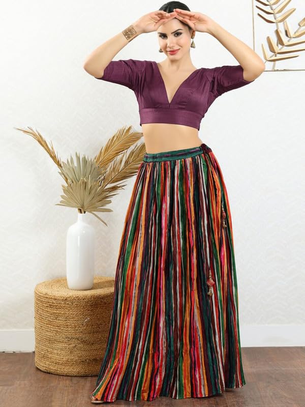 Image of Dupion Silk Solid Non Padded Saree Blouse Top V-Neck Short Sleeves Hook and Eye Closure and Tie-Up Back Choli