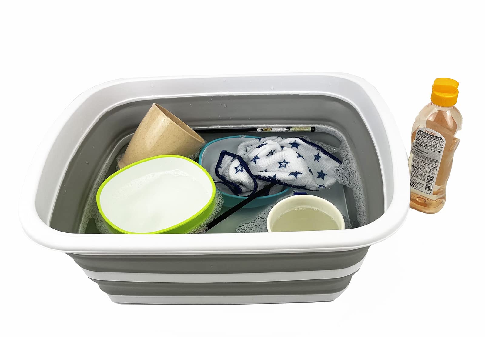 SAMMART Zusammenklappbare Wanne 10 Liter | Dunkelgrau/Blau, BPA-frei | Platzsparend Für Camping & Haushalt