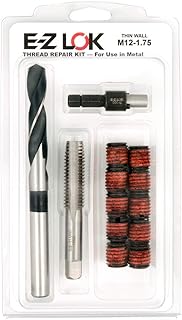 E-Z LOK EZ-310-M12 Threaded Inserts for Metal; M12-1.75 Installation Kit, Steel, Black Oxide