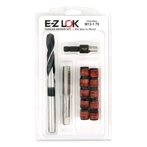 Miniatura 20 de E-Z LOK EZ-329-008 Kit de reparación de roscas para metal con insertos roscados de acero al carbono 8-32 y herramientas de instalación