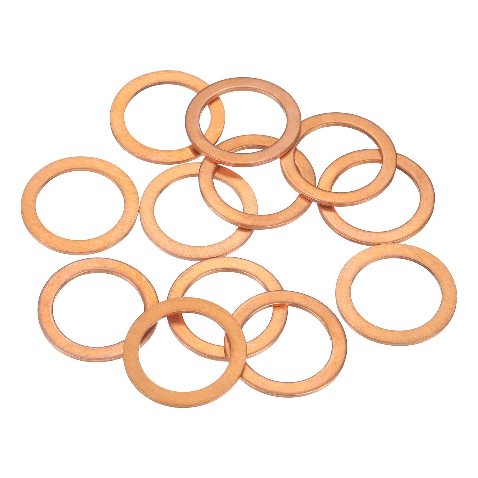 sourcing map 12 Pcs Flat Copper Washers, 22x30x1.5mm Copper Upgraded Flat Metric Sealing Crush Ring Washers for Hydraulic Fittings Screw Bolt Nut Electronic Repair