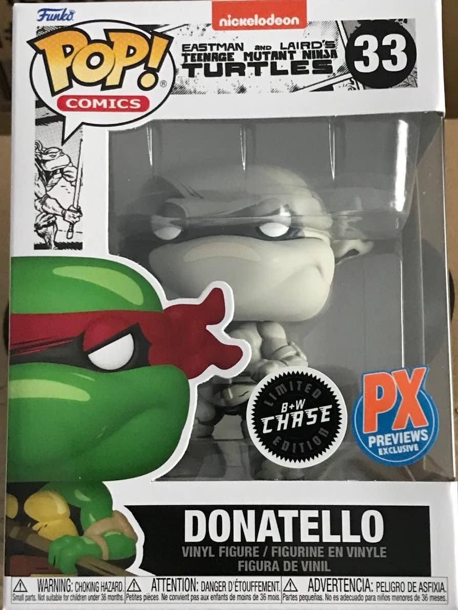 POP Teenage Mutant Ninja Turtles - Donatello (PX Previews Exclusive) Black & White Chase Funko Vinyl Figure (Bundled with Compatible Box Protector Case)