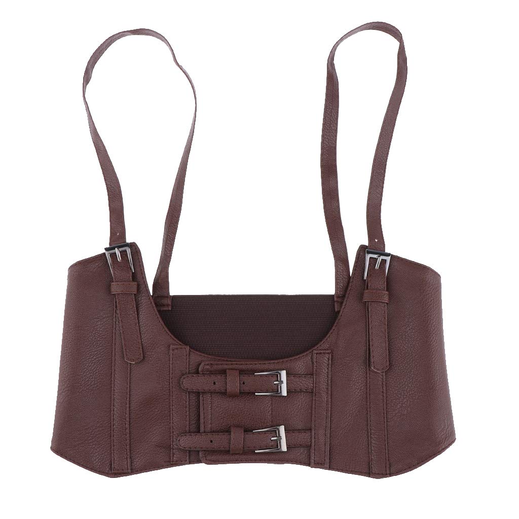 Ubervia® Body Punk Leather Waist Belt for Women Girls Steampunk Under Bust Corset Belt Skinny Adjustable Shoulder Strap Body Belt for Shirt Blouse Dress Party (Brown)-image-29