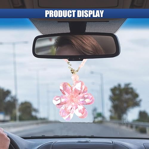 Miniatura 10 de Colgante de cristal de copo de nieve para automóvil, adorno colgante de espejo retrovisor para automóvil, decoración del hogar de cristal de la
