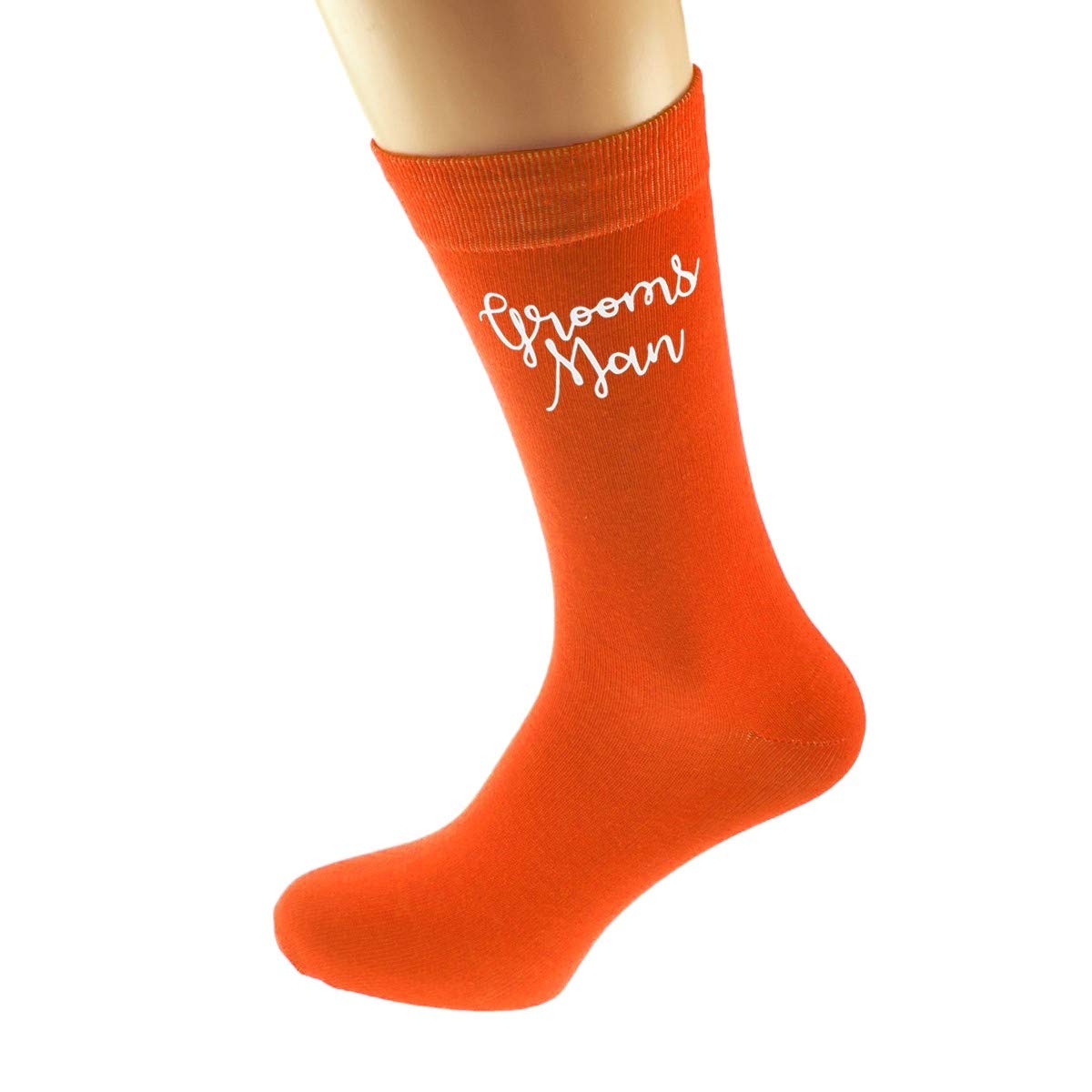 Orange Wedding Script Design Socks UK Adult 5-12 in Various Roles (Groomsman)