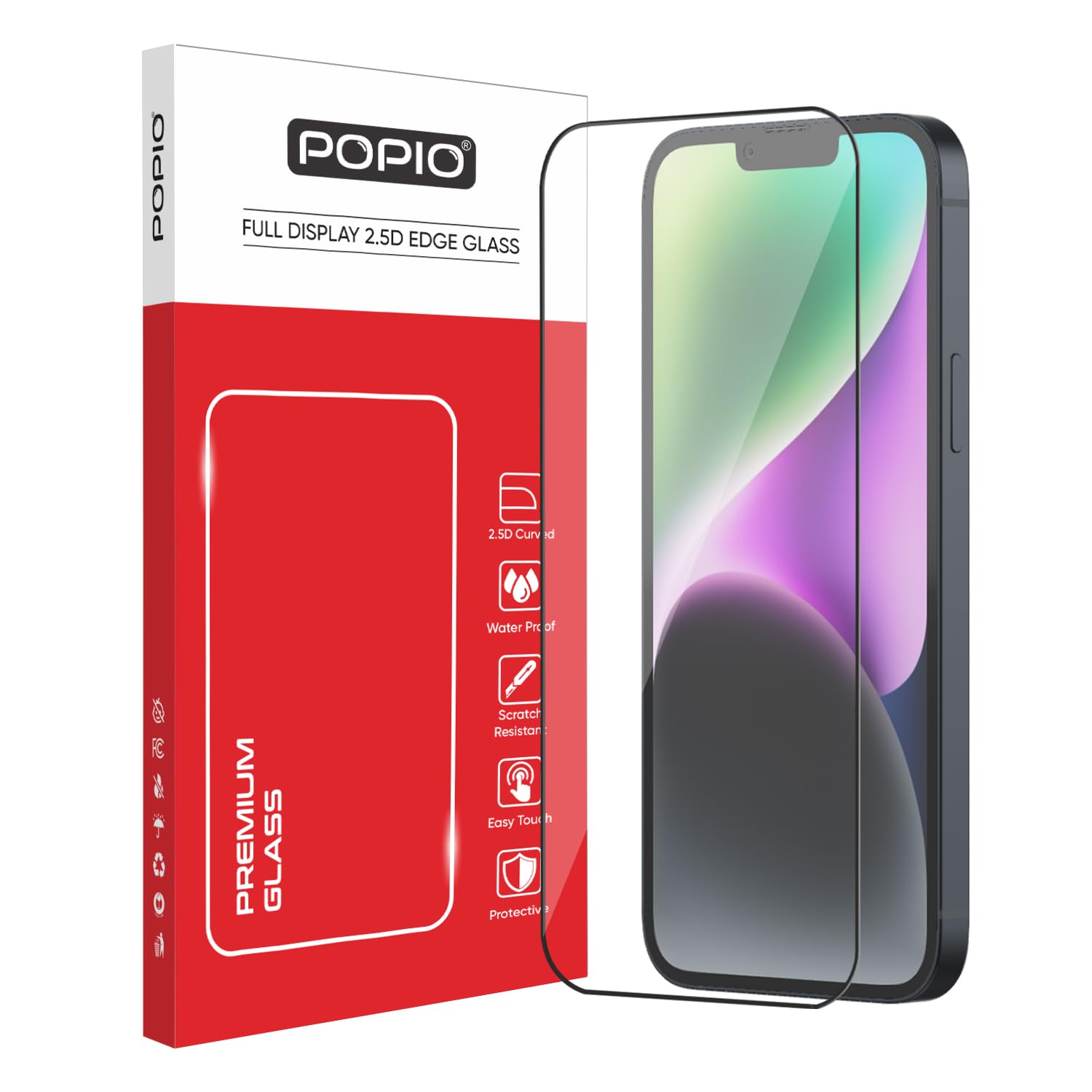POPIO Military-Grade Gorilla Tempered Glass For iPhone 14 Plus (Black) Edge To Edge Coverage With Easy Installation Kit-image-22