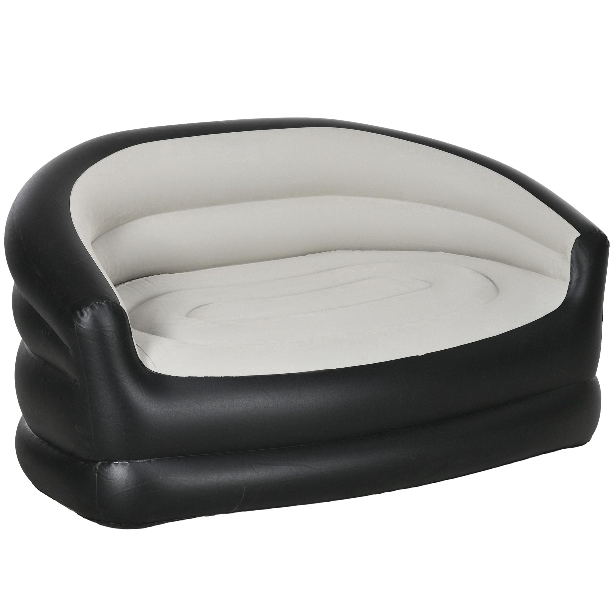 Outsunny Sofá Inflable para 2 Personas Sofá Aire Exterior 138 x 87 x 71 cm, Negro y Gris