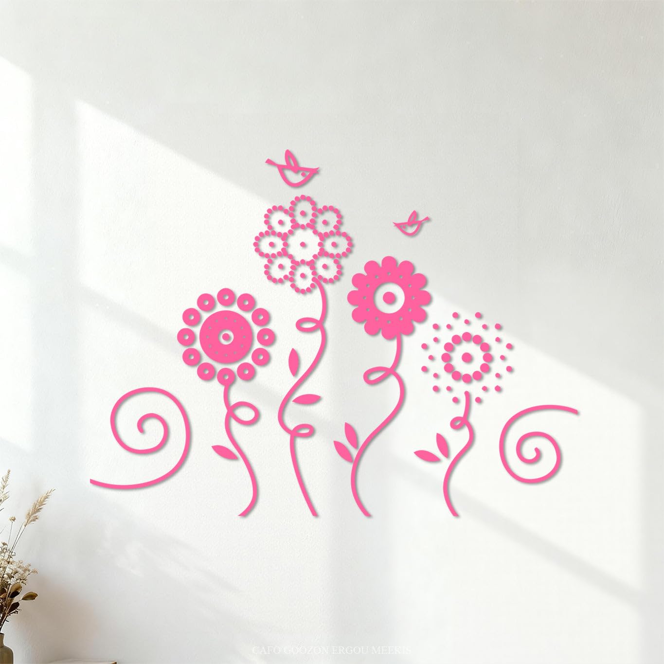 Wall Decals Flowers Garden Birds Natural Nursery 68x90.4cm Multiple Size Options Pink โ image 1