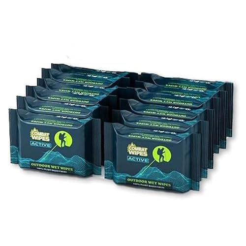 Miniatura 9 de Combat Wipes ACTIVE - Toallitas húmedas para exteriores, equipo de campamento extra grueso, biodegradable, limpieza corporal y de manos, paños