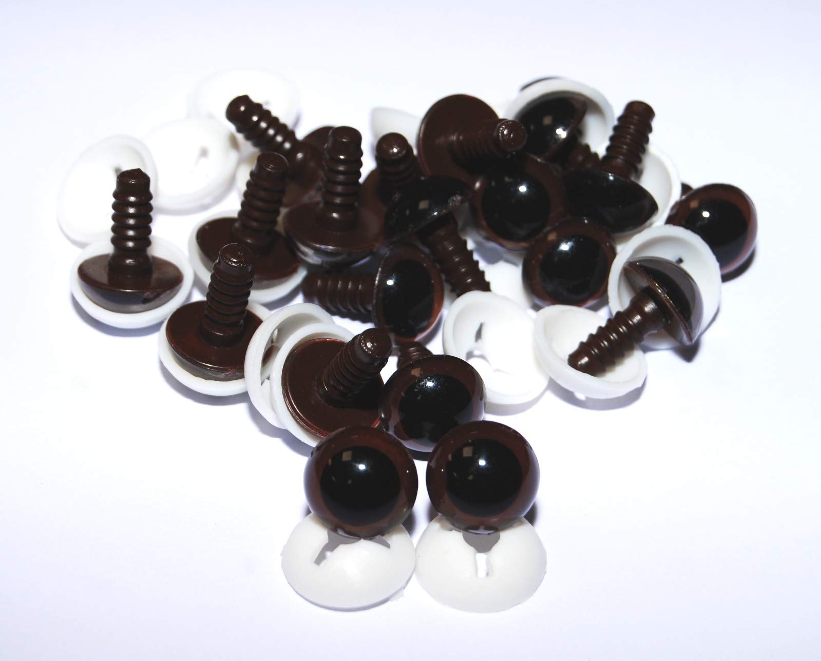 celloexpress 15mm Brown Eyes with Plastic Backs - Safety Eyes for Soft Toy or Teddy Bear Making - Pack of 10 Pairs